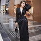 Black evening dress. Long sleeve dress.Short skirt.Evening gown. shining dress. Evening wear.Fashion prom dress.