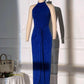 Blue evening gown. ball gown. Bridal dress. Sleeveless gown.