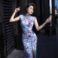 Blue floral cheongsam. Ball gown. Chinese dress.