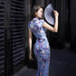 Blue floral cheongsam. Ball gown. Chinese dress.