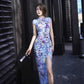 Blue floral cheongsam. Ball gown. Chinese dress.