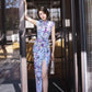 Blue floral cheongsam. Ball gown. Chinese dress.