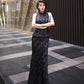 Black Tang suit dress. Waistcoat and skirt two-piece set.