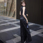 Black Tang suit dress. Waistcoat and skirt two-piece set.