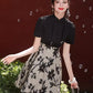 Black cheongsam. Short sleeve cheongsam. Black skirt.