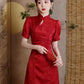 Red cheongsam. Short sleeve cheongsam. Chinese style red skirt. for you.