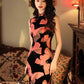 Elegant Chinese vintage cheongsam. Black qipao dress.