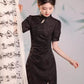 Black cheongsam. Short sleeve cheongsam. Chinese style black skirt. for you.