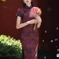 Dark red cheongsam. Short sleeve cheongsam. for you.