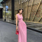 Retro elegant pink sleeveless gown. ball gown.