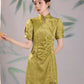 Green cheongsam. Short sleeve cheongsam. Green skirt. for you.