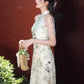 Green cheongsam. Sleeveless cheongsam. for you.