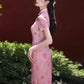 Pink short-sleeved cheongsam. for you.