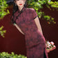 Dark red cheongsam. Short sleeve cheongsam. for you.