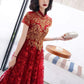 Red cheongsam. Bridal Qipao dress. Wedding dress.