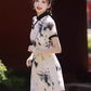 Cheongsam ink painting. Short sleeve cheongsam. Short skirt.