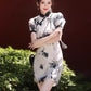 Cheongsam ink painting. Short sleeve cheongsam. Short skirt.