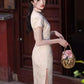 Light pink cheongsam. Short sleeve cheongsam. for you.