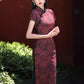 Dark red cheongsam. Short sleeve cheongsam. for you.