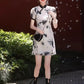 Cheongsam ink painting. Short sleeve cheongsam. Short skirt.