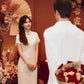 White cheongsam. Bridal dress. wedding dress.