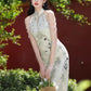 Green cheongsam. Sleeveless cheongsam. for you.