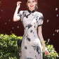 Cheongsam ink painting. Short sleeve cheongsam. Short skirt.