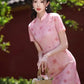 Pink short-sleeved cheongsam. for you.