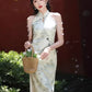 Green cheongsam. Sleeveless cheongsam. for you.