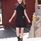 Black lace cheongsam. Short sleeve cheongsam. Black skirt. for you.