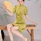 Green cheongsam. Short sleeve cheongsam. Green skirt. for you.