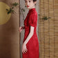 Red cheongsam. Short sleeve cheongsam. Chinese style red skirt. for you.