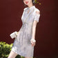 Off-the-shoulder cheongsam. Short sleeve cheongsam. Short skirt.