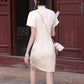 White cheongsam. Short sleeve cheongsam. White skirt. for you.