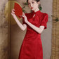 Red cheongsam. Short sleeve cheongsam. Chinese style red skirt. for you.