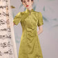 Green cheongsam. Short sleeve cheongsam. Green skirt. for you.