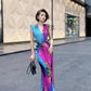 Colorful evening dress. sleeveless  dress.Evening gown. Evening wear.Fashion prom dress.