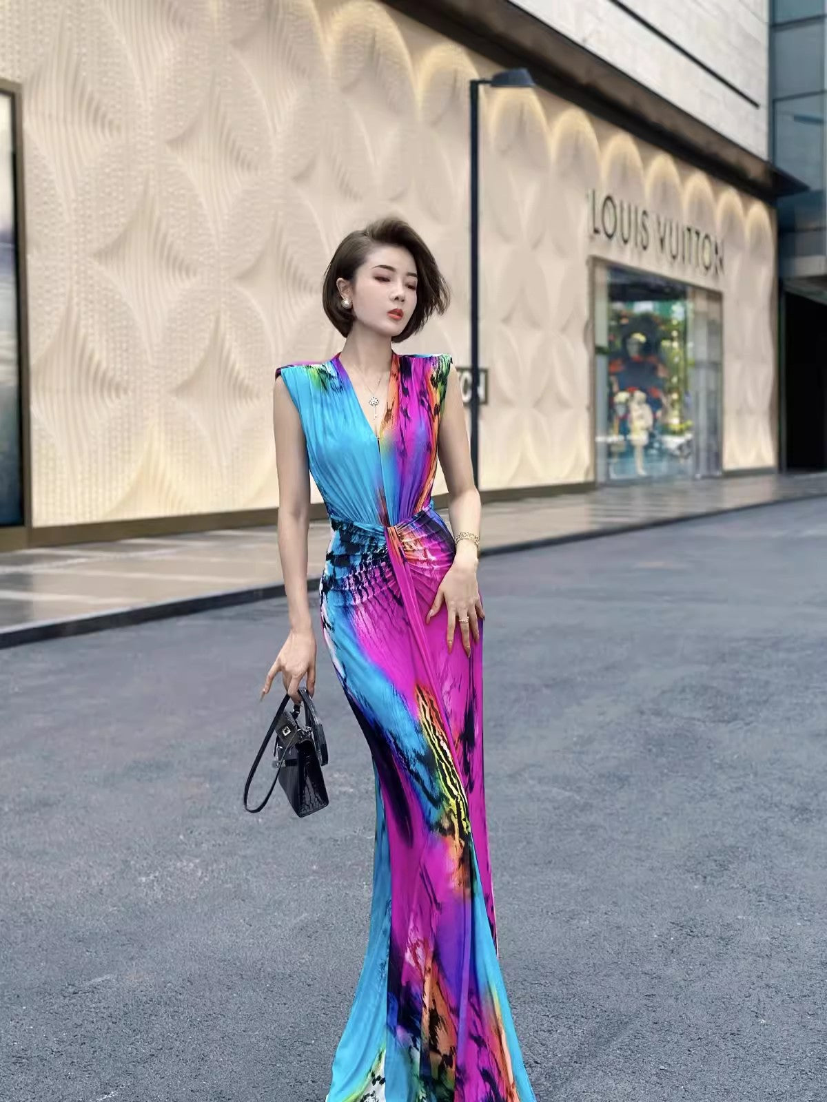 Colorful evening dress. sleeveless  dress.Evening gown. Evening wear.Fashion prom dress.