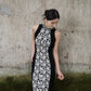 Elegant black floral cheongsam. Sleeveless dress. Customized cheongsam Qipao.