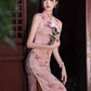 Pink butterfly cheongsam. Short sleeve cheongsam. for you.