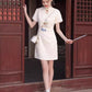 White cheongsam. Short sleeve cheongsam. White skirt. for you.