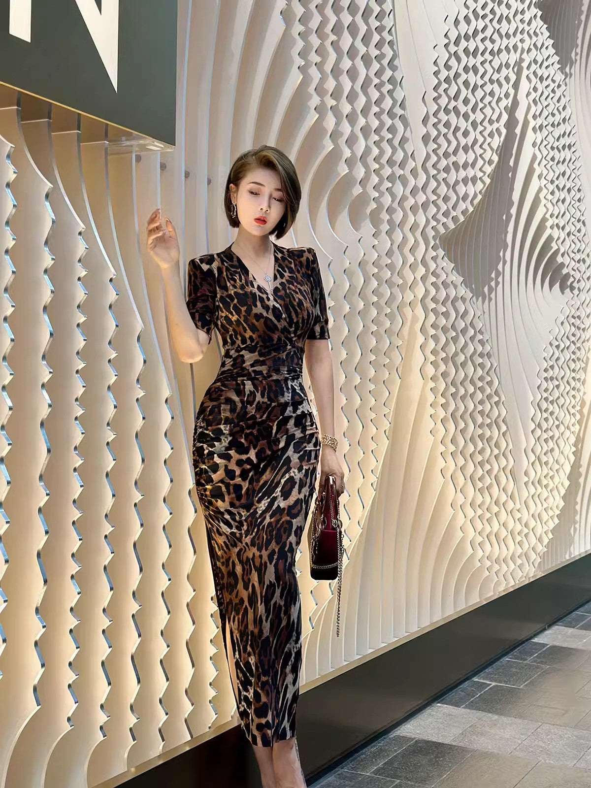 Stylish sexy leopard print dress.