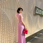 Retro elegant pink sleeveless gown. ball gown.