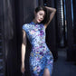 Blue floral cheongsam. Ball gown. Chinese dress.