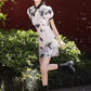 Cheongsam ink painting. Short sleeve cheongsam. Short skirt.