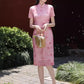 Pink short-sleeved cheongsam. for you.