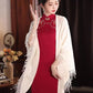 Red cheongsam. Short sleeve cheongsam. Chinese wedding dress.