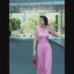 Retro elegant pink sleeveless gown. ball gown.