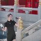 Black cheongsam. Short sleeve cheongsam. Black skirt.