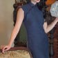 Elegant blue cheongsam. Chinese Qipao dress.